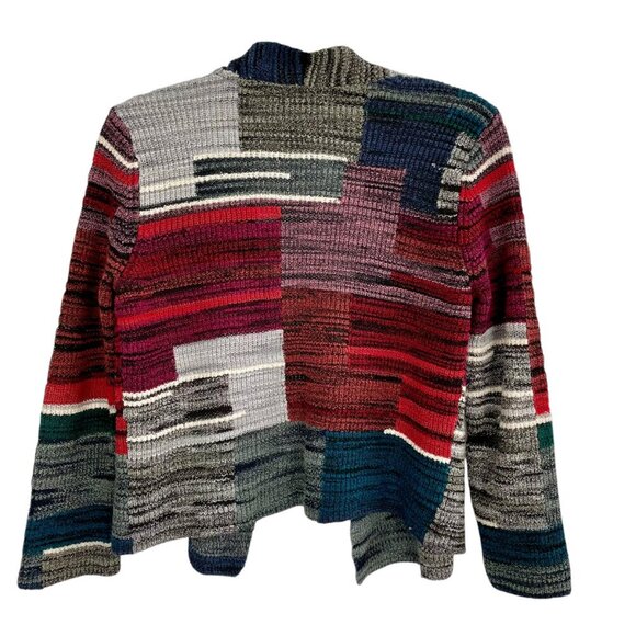 NIC+ZOE Cotton Wool Blend Knit Open Front Cropped Cardigan Womens L Multi-Color - Picture 3 of 12